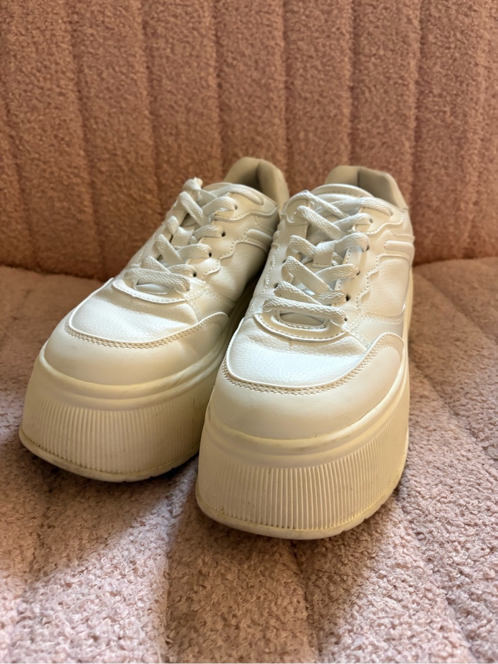 Zara Cream Platform Lace-Up Sneakers